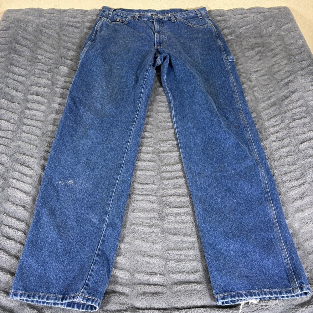 Dickies Mens Blue Denim Carpenter Workwear Jeans 36x36 Relaxed Fit Hammer Loop